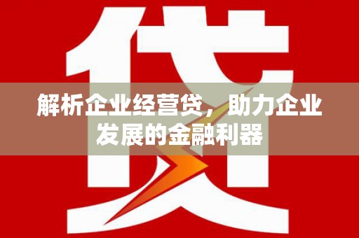 吴桥解析企业经营贷，助力企业发展的金融利器