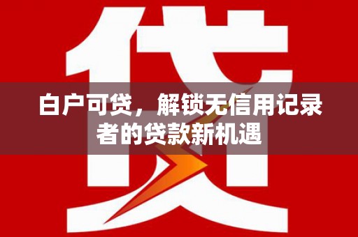吴桥白户可贷，解锁无信用记录者的贷款新机遇
