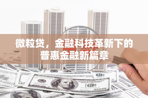 吴桥微粒贷，金融科技革新下的普惠金融新篇章