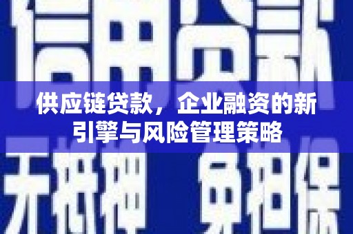 吴桥供应链贷款，企业融资的新引擎与风险管理策略